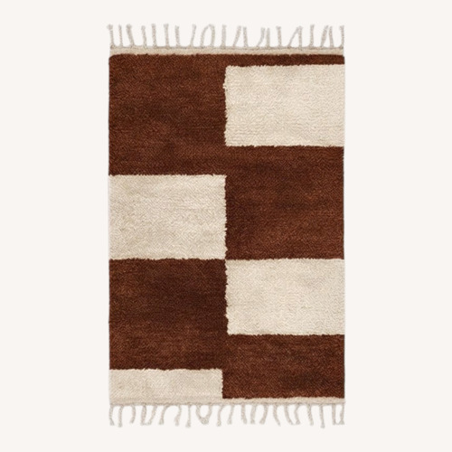 Used Ferm Living Mara Knotted Rug Dark Brick/Off White for sale on AptDeco