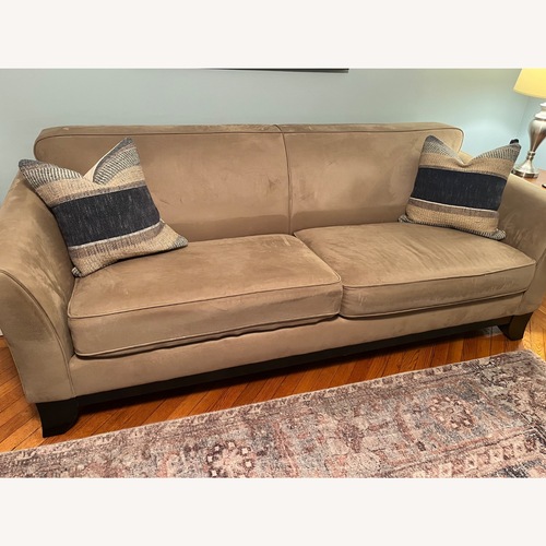 Used Bernhardt Light Brown Microsuede 2 Seater Sofa for sale on AptDeco