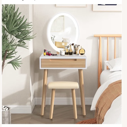 Used Wooden & White Vanity for sale on AptDeco