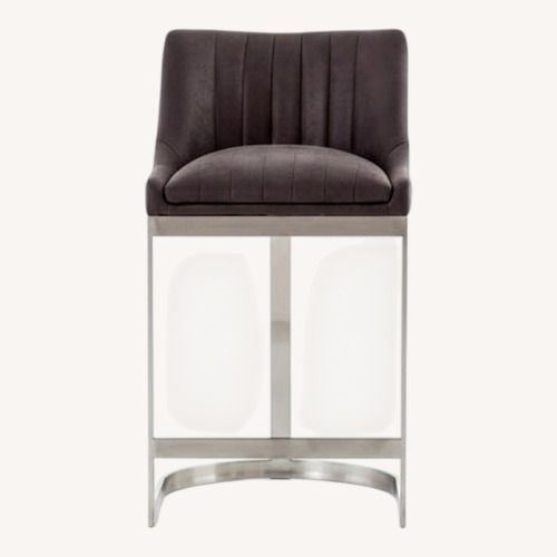 Used Sit Down New York Dark Gray Fabric Stool for sale on AptDeco