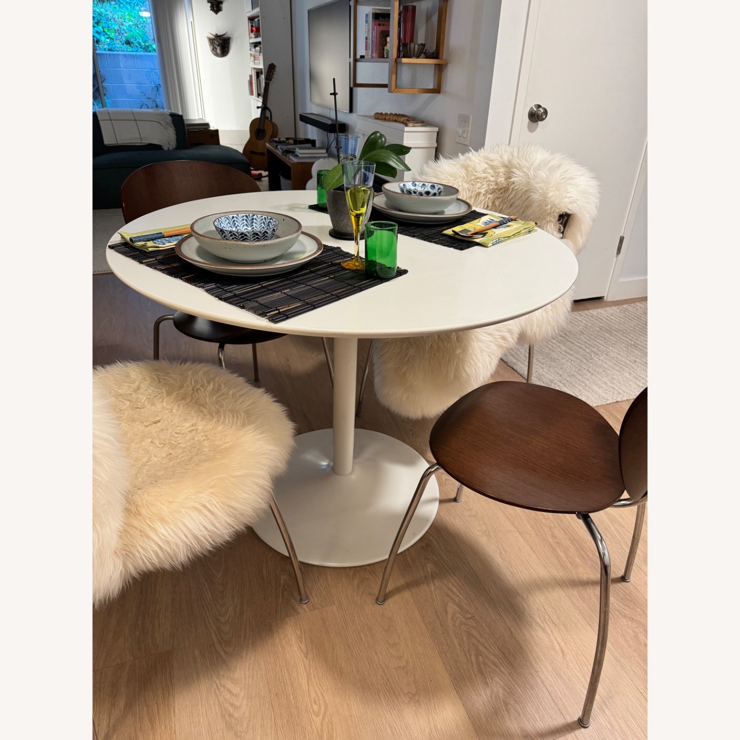 CB2 Odyssey Round White Tulip Dining Table - image-3
