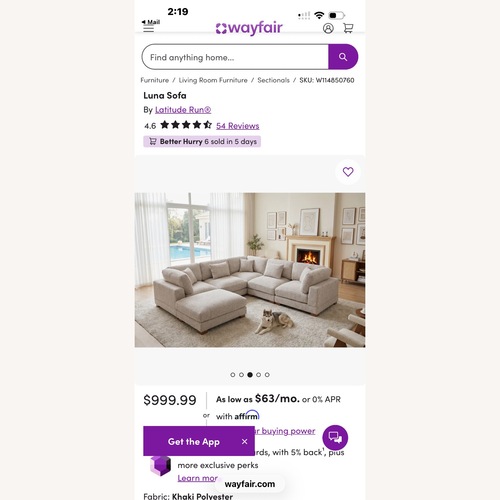Used Luna sofa for sale on AptDeco