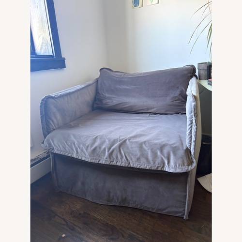 Used Anabei Grey Velvet Arm Chair for sale on AptDeco