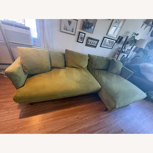 Used Joybird Lewis Green Velvet 2 Piece Sectional for sale on AptDeco