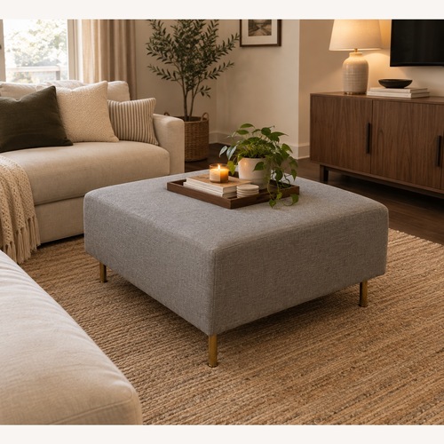 Used Light Gray Fabric Ottoman for sale on AptDeco