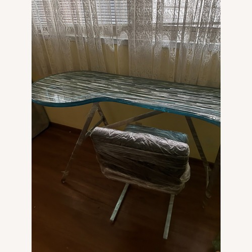 Used Handmade Resin double-pane Glass Desk for sale on AptDeco