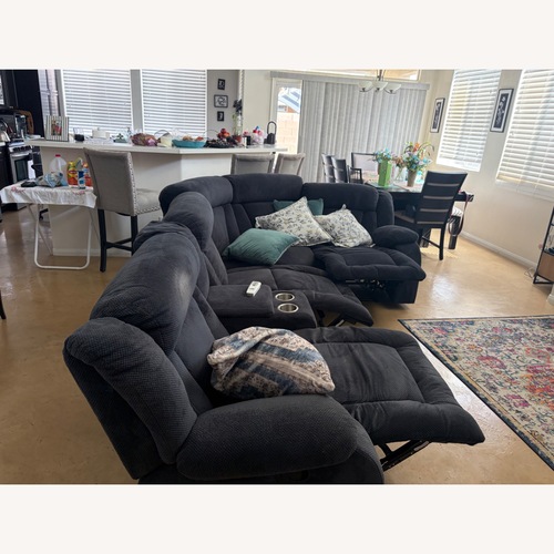 Used Gray/Dark blue Reclining Sofa  for sale on AptDeco