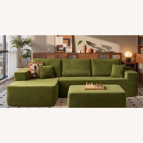 Used Green Couch With Ottoman Piece Included for sale on AptDeco