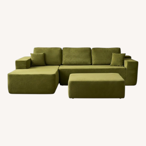 Used Green Couch With Ottoman Piece Included for sale on AptDeco