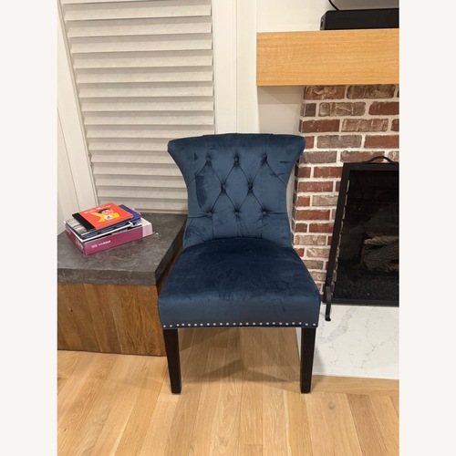 Used Blue Velvet Accent Chair for sale on AptDeco