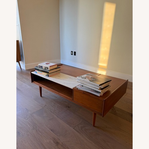 Used Mid-Century Marble Double Pop-Up Coffee Table for sale on AptDeco