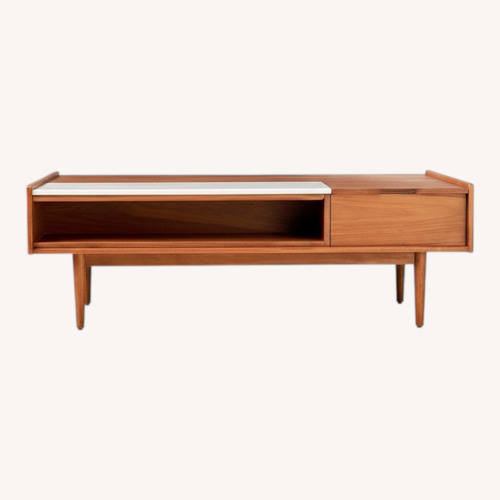 Used Mid-Century Marble Double Pop-Up Coffee Table for sale on AptDeco