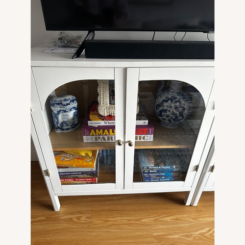 Used Nathan James Curio Cabinet Credenza with Glass Door White (Set of 2) for sale on AptDeco