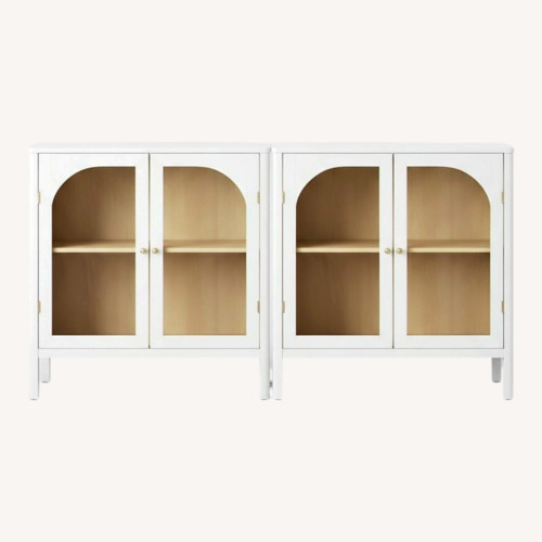 Used Nathan James Curio Cabinet Credenza with Glass Door White (Set of 2) for sale on AptDeco