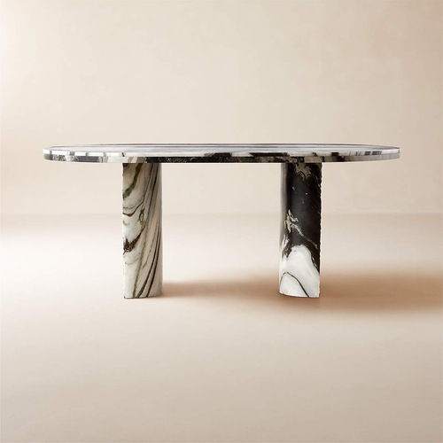 Used CB2 Julius 72" Oval Marble Dining Table for sale on AptDeco