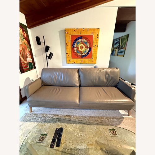 Used Bloomingdale's Dark Gray Leather 3+ Seater Sofa for sale on AptDeco