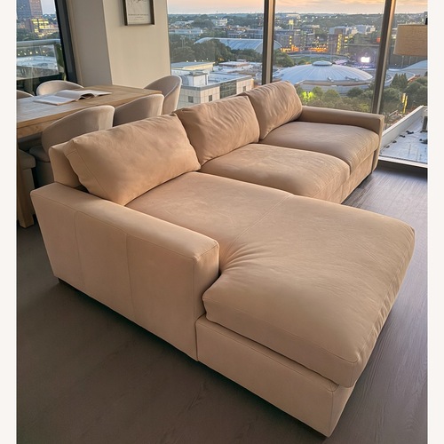 Used Restoration Hardware Maxwell Ivory Leather Chaise Lounge for sale on AptDeco
