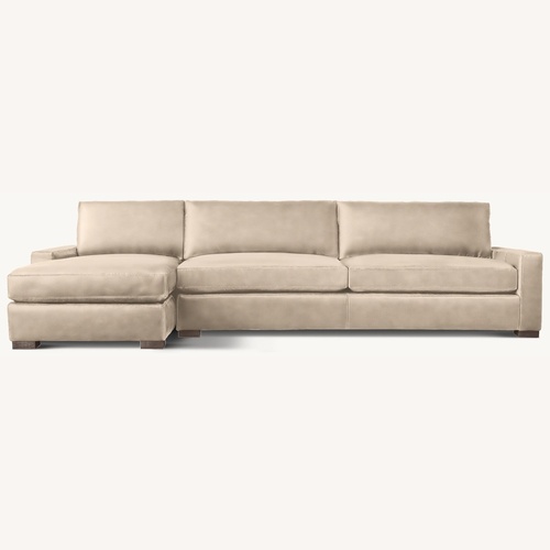 Used Restoration Hardware Maxwell Ivory Leather Chaise Lounge for sale on AptDeco