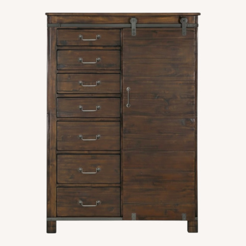 Used Raymour & Flanigan Dark Brown Wood Armoire for sale on AptDeco