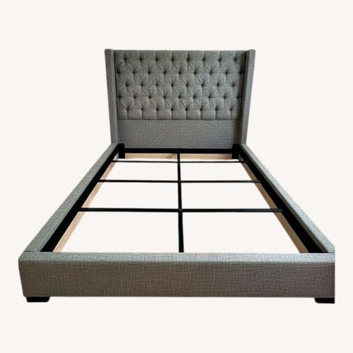 Used Ashley Furniture Light Brown Fabric King Bed for sale on AptDeco