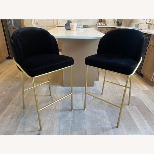 Used Rove Concepts Angelo Black Suede/Brass Barstools for sale on AptDeco
