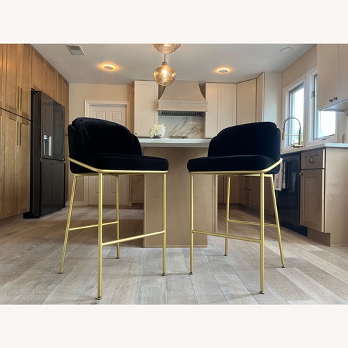 Used Rove Concepts Angelo Black Suede/Brass Barstools for sale on AptDeco