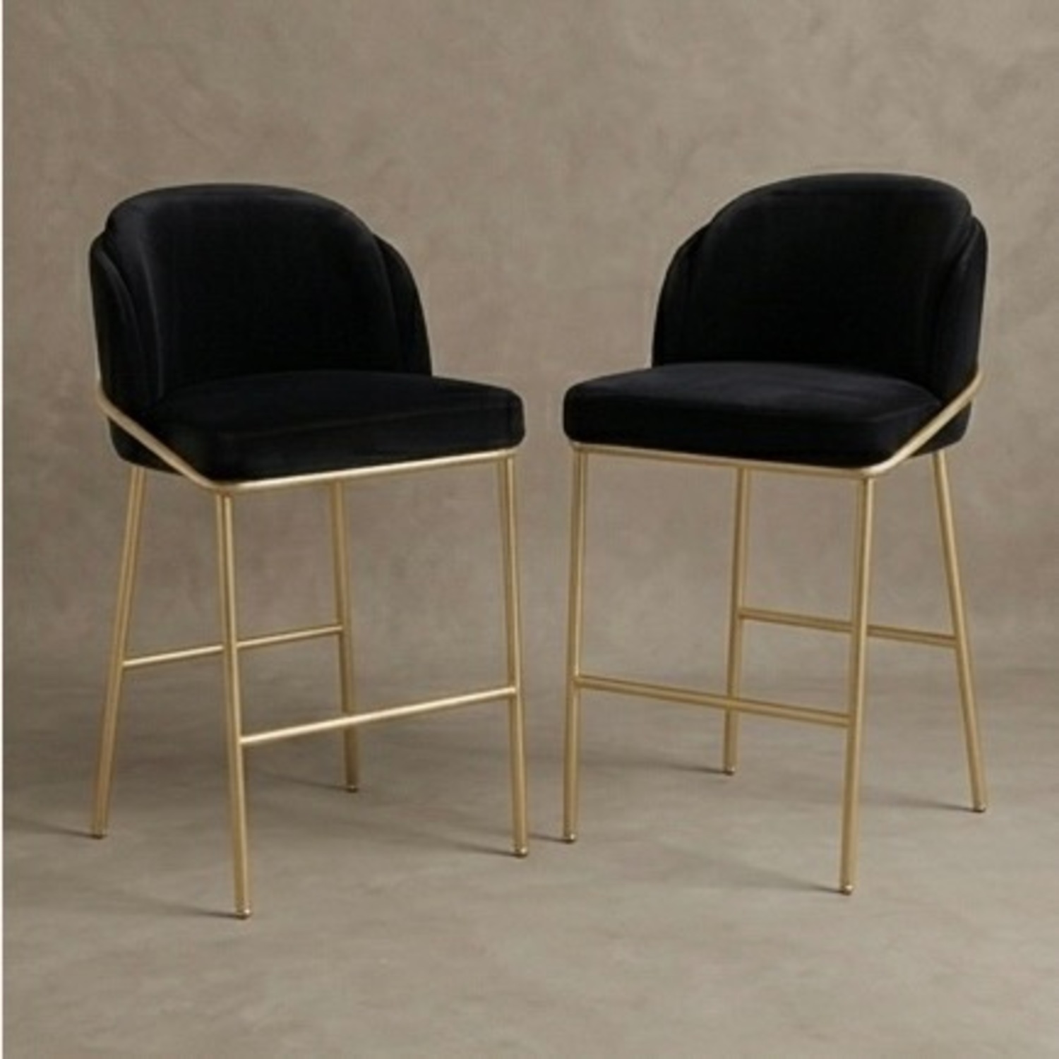 Rove Concepts Angelo Black Suede/Brass Barstools - image-2