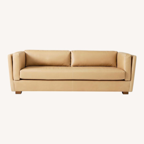 Used West Elm Light Brown Leather 2 Seater Sofa for sale on AptDeco