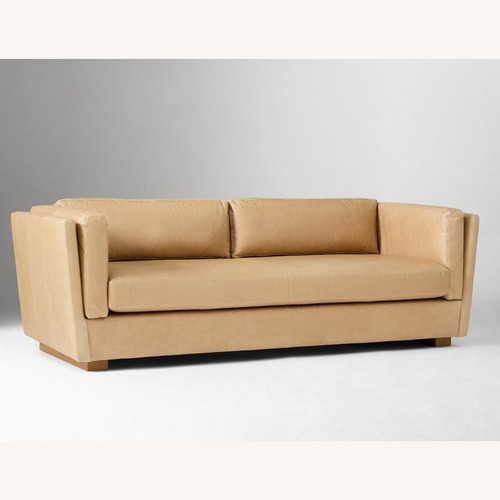 Used West Elm Light Brown Leather 2 Seater Sofa for sale on AptDeco