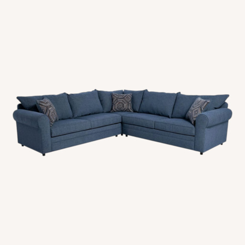 Used Bob's Discount Blue Fabric 3+ Piece Sectional for sale on AptDeco