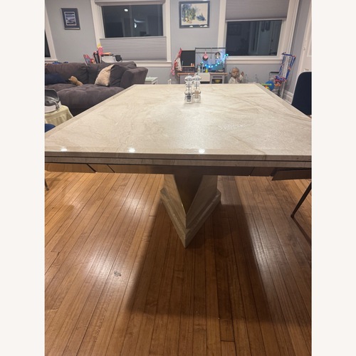 Used Travertine Marble Exp with Brass Pedestal for sale on AptDeco
