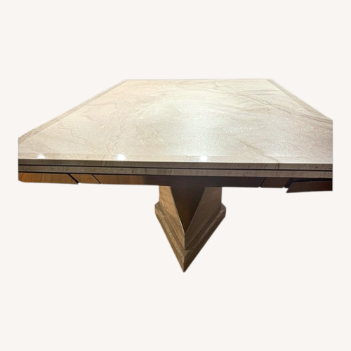 Used Travertine Marble Exp with Brass Pedestal for sale on AptDeco