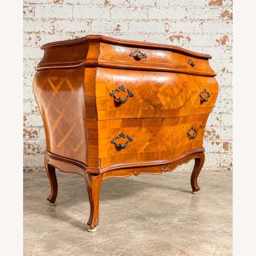 Used Etsy Goldsmith Parquetry Bombe Chest Louis XV Style for sale on AptDeco