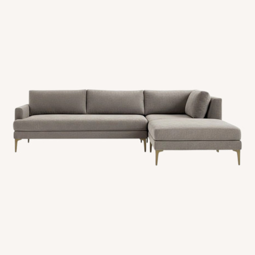 Used West Elm Light Gray Brass 3+ Piece Sectional for sale on AptDeco