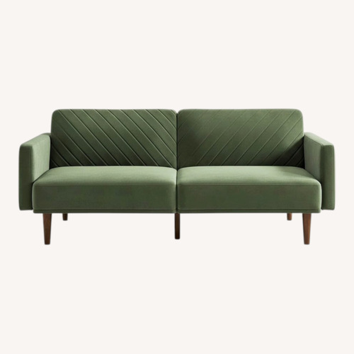 Used Overstock Green Fabric 2 Seater Sofa for sale on AptDeco