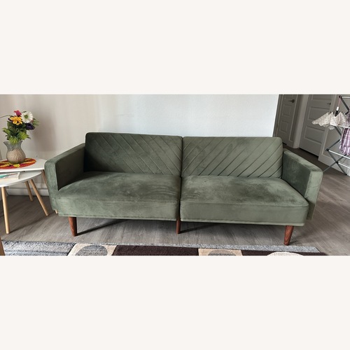 Used Overstock Green Fabric 2 Seater Sofa for sale on AptDeco