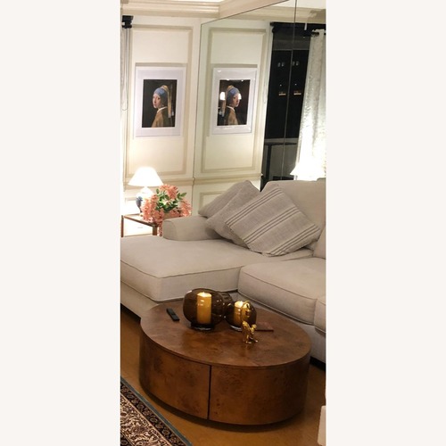 Used CB2 Purl 36" Burl Wood Rotating Coffee Table for sale on AptDeco