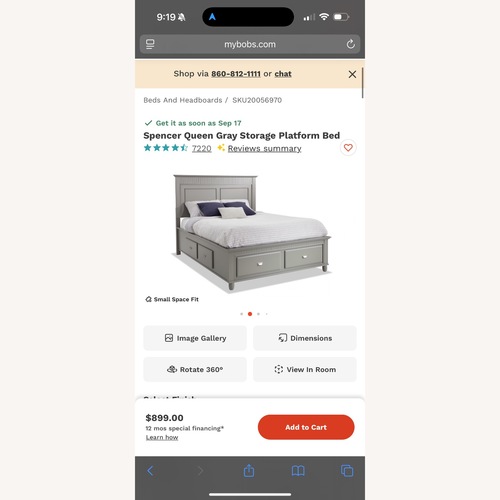 Used Bob's Discount Spencer Full Gray Storage Platform Bed for sale on AptDeco
