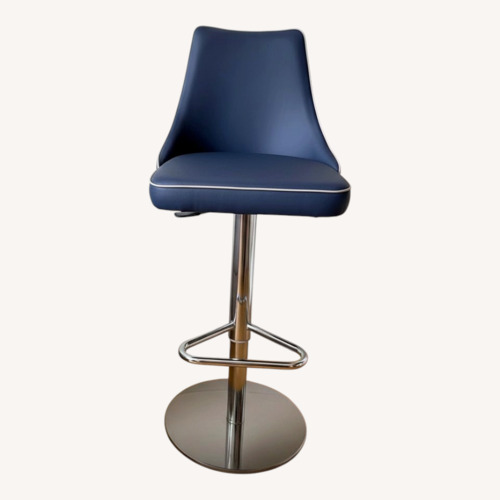 Used Bontempi Blue Leather Stool for sale on AptDeco