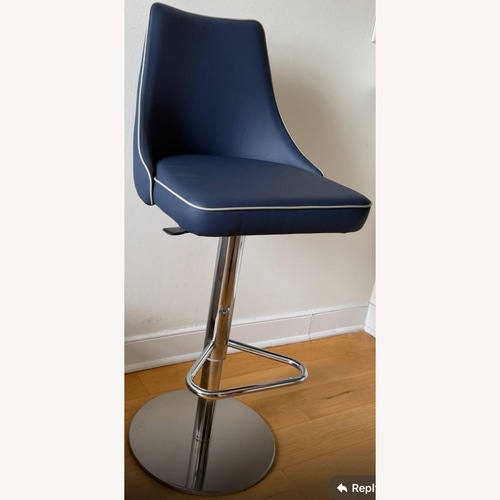 Used Bontempi Blue Leather Stool for sale on AptDeco