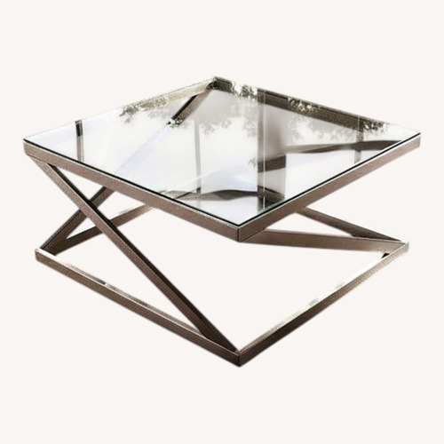 Used Ashley Furniture Silver Glass Side Table for sale on AptDeco