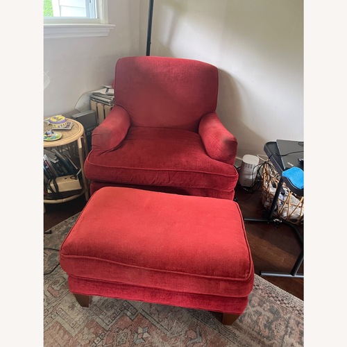 Used Vintage/Antique Finds Red Fabric Armchair for sale on AptDeco