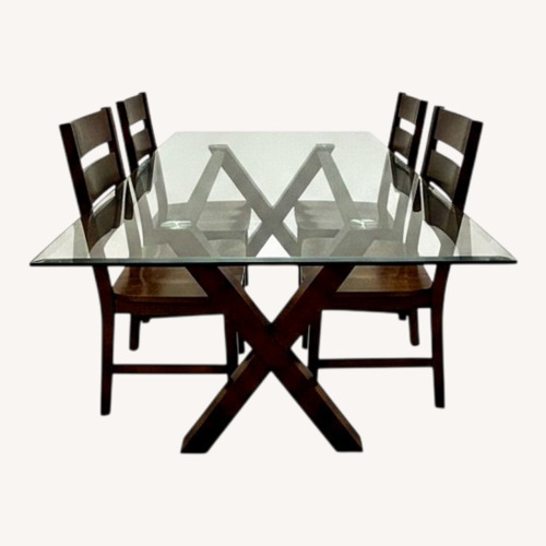 Used Pier 1 Imports Dark Brown Glass Top Dining Set for sale on AptDeco