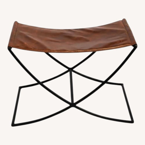 Used Set of 2 Sharpton Metal Leather Accent Stools for sale on AptDeco