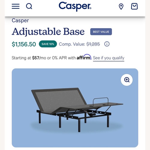 Used Casper Adjustable Bedframe - Full Size for sale on AptDeco