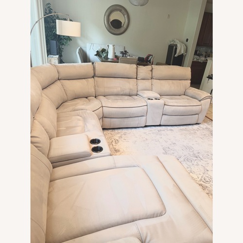 Used Contempo Power Reclining Sectional with Chaise/Cup Holders for sale on AptDeco