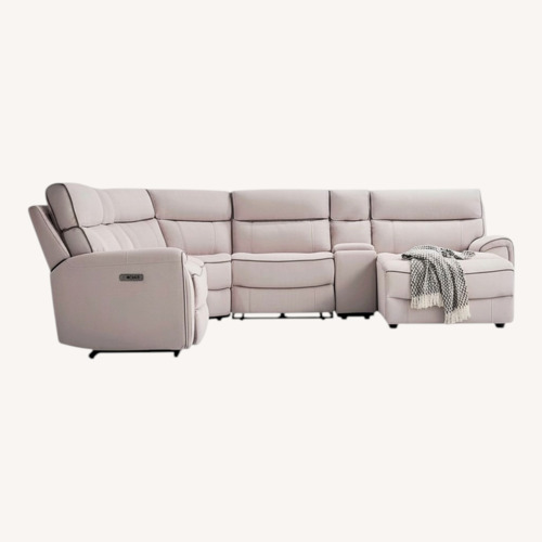 Used Contempo Power Reclining Sectional with Chaise/Cup Holders for sale on AptDeco