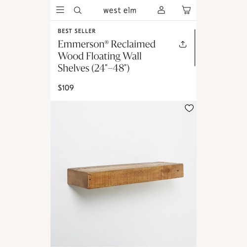 Used West Elm Emmerson Floating Shelves Set of 2 for sale on AptDeco