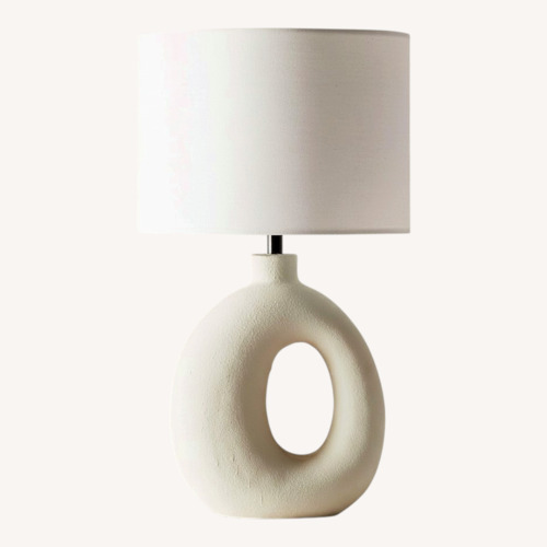 Used CB2 White Algarve Ceramic Table Lamp for sale on AptDeco