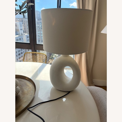 Used CB2 White Algarve Ceramic Table Lamp for sale on AptDeco
